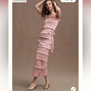 BHLDN V. Chapman Lily Ruched and ruffled stretch midi dress size 4